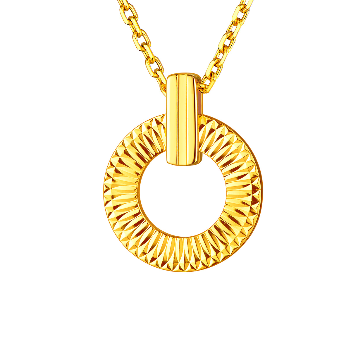 六福珠寶黃金頸鏈 - "小圓份"990黃金圓環頸鏈