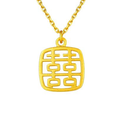 六福珠寶黃金頸鏈 - "小方喜"999.9黃金頸鏈