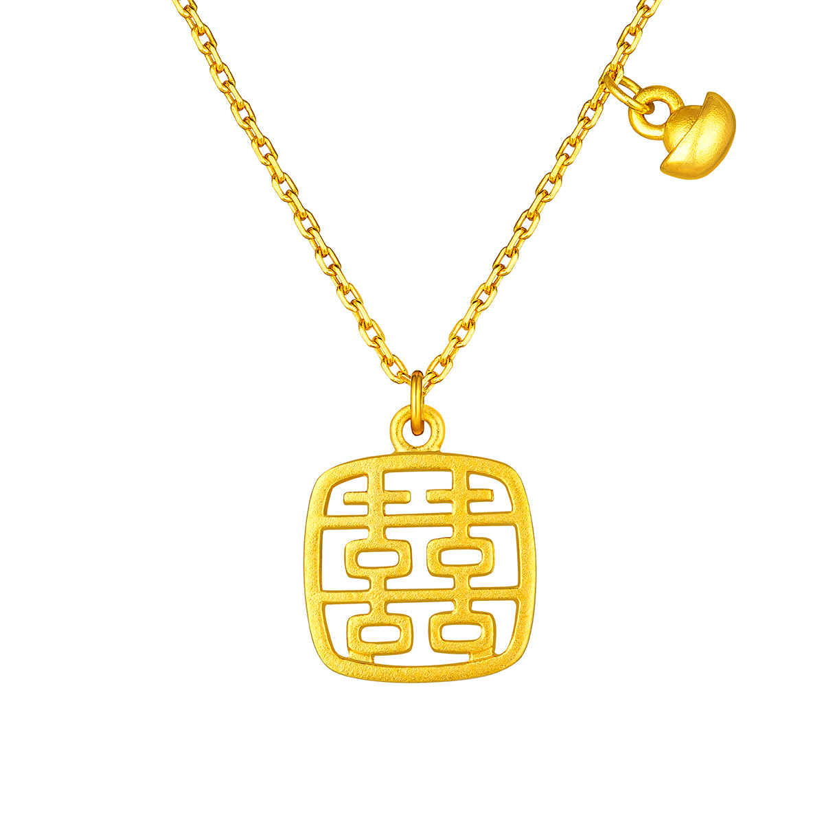 六福珠寶黃金頸鏈 - "小方喜"999.9黃金頸鏈
