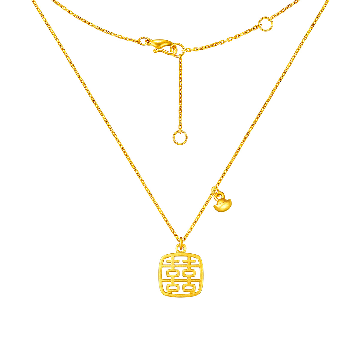 六福珠寶黃金頸鏈 - "小方喜"999.9黃金頸鏈