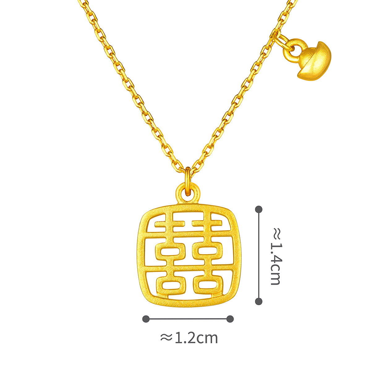 六福珠寶黃金頸鏈 - "小方喜"999.9黃金頸鏈