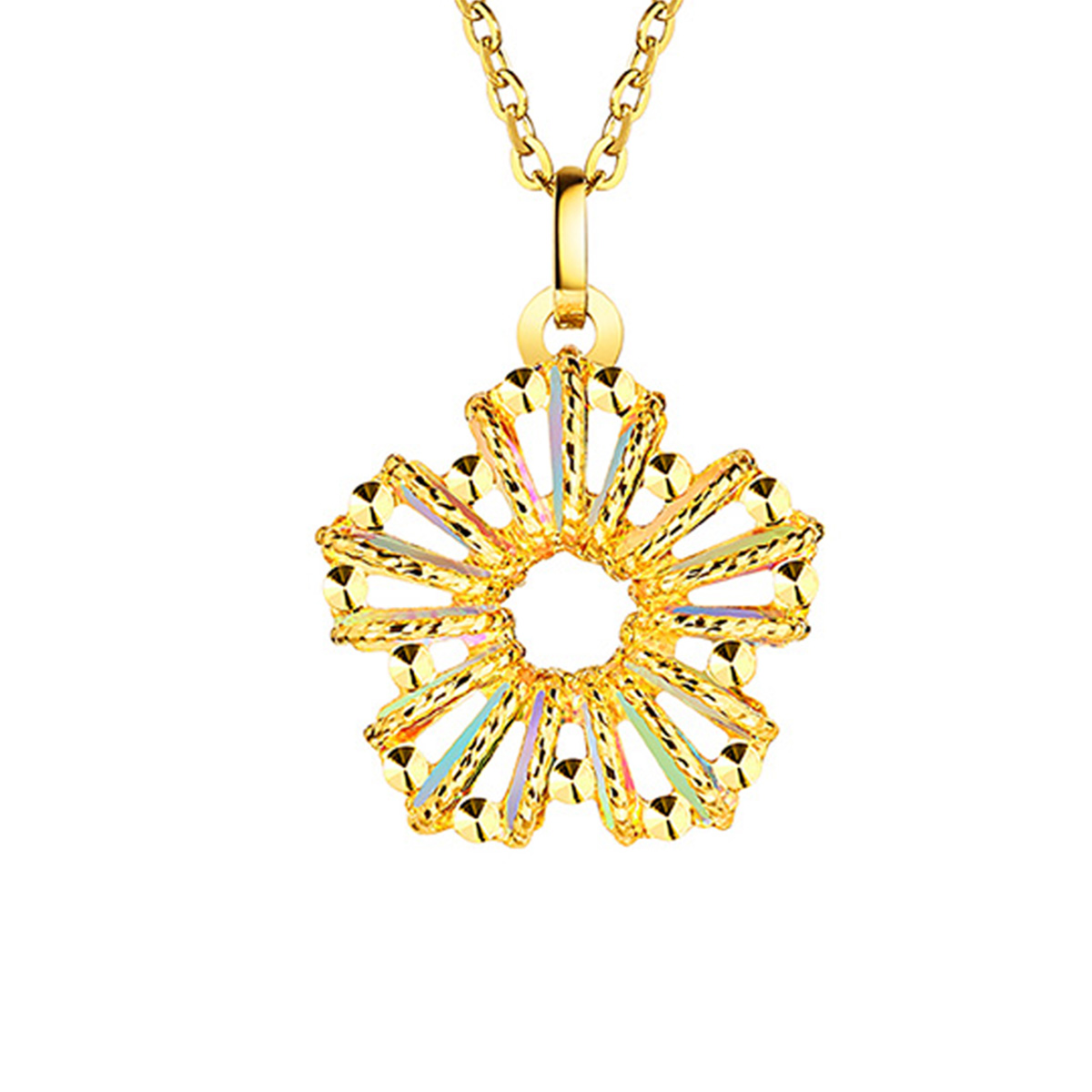 $t('六福珠寶')黃金頸鏈 - "冰‧鑽桃花"999足金頸鏈