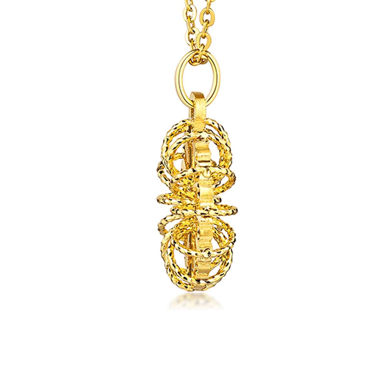 六福珠寶黃金頸鏈 - “冰‧鑽太陽”999足金頸鏈