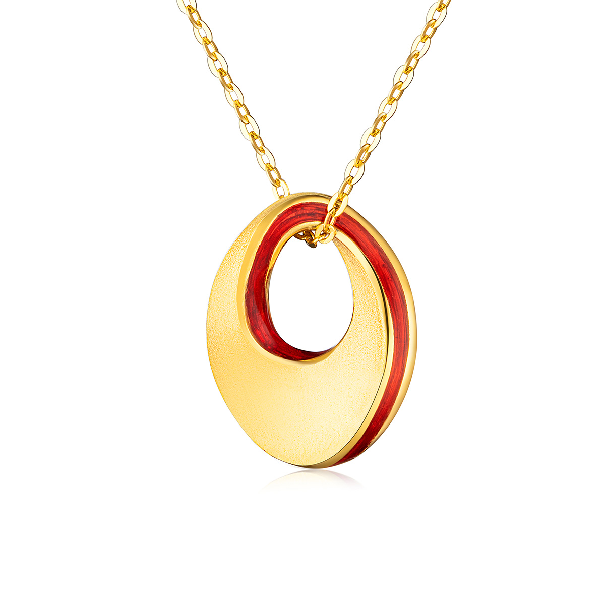 六福珠寶黃金頸鏈 - "愛無止境"999足金琺瑯頸鏈