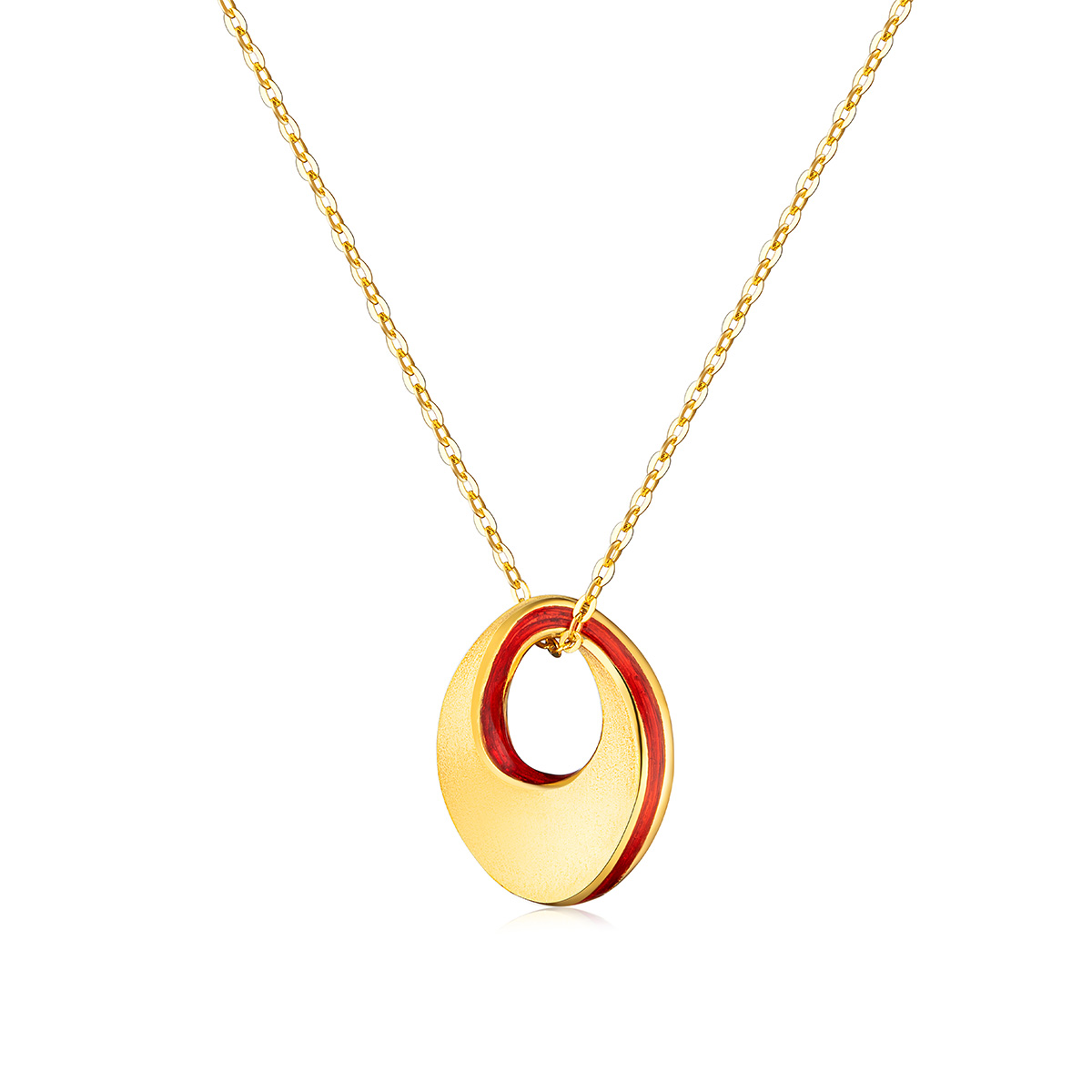 六福珠寶黃金頸鏈 - "愛無止境"999足金琺瑯頸鏈