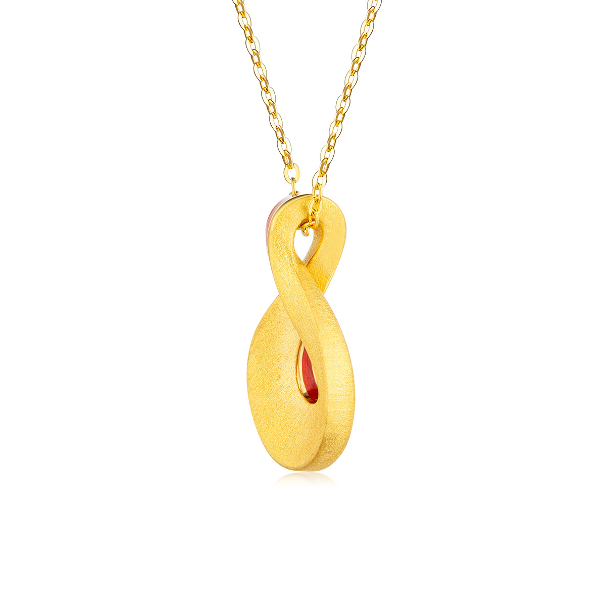 六福珠寶黃金頸鏈 - "愛•無止境"莫比烏斯環999足金頸鏈