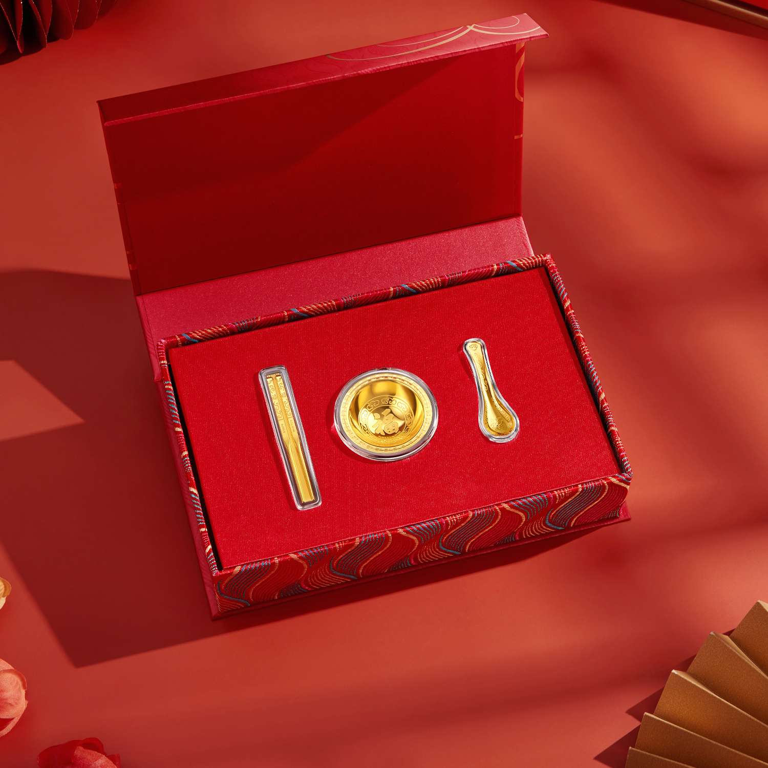 六福珠寶黃金工藝品 - "聚寶金飯碗"999.9黃金工藝品套裝