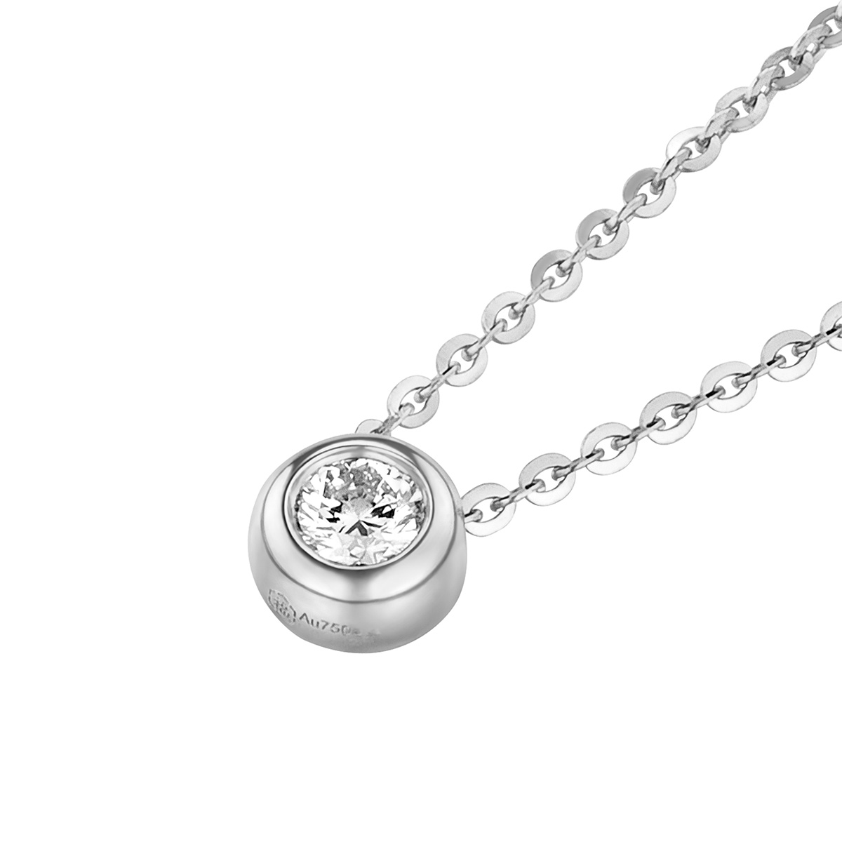 六福珠寶18K金頸鏈 - "圓"美‧夢18K金(白色)鑽石頸鏈