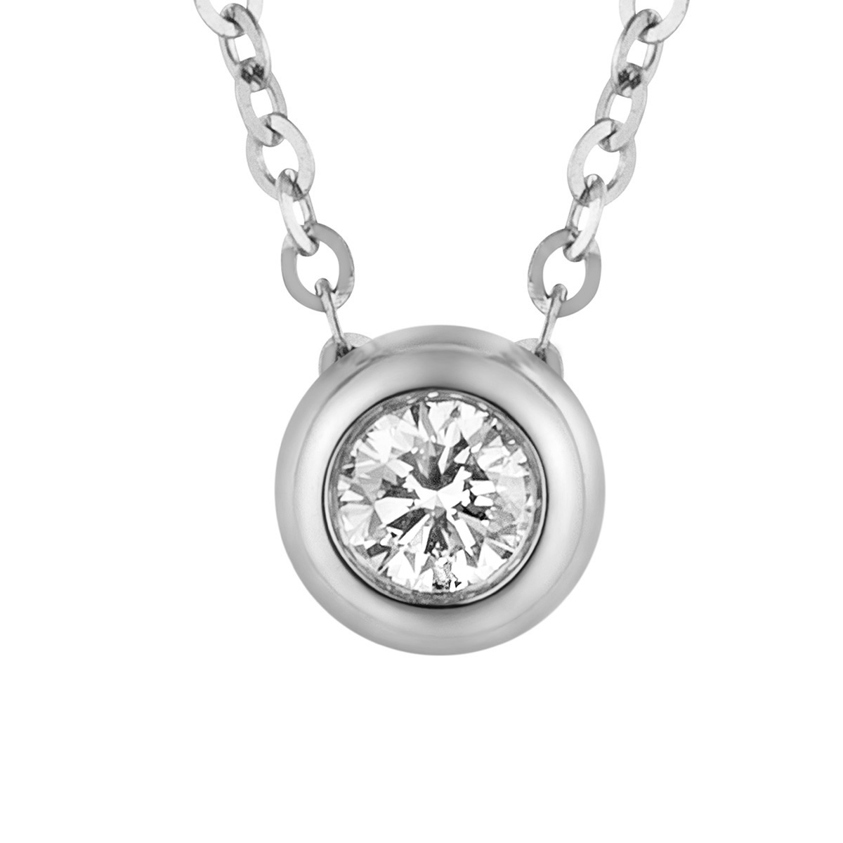 六福珠寶18K金頸鏈 - "圓"美‧夢18K金(白色)鑽石頸鏈