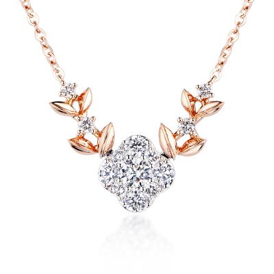 六福珠寶undefined - "鑽石花芯"18K玫瑰金鑽石頸鏈