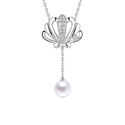 六福珠寶18K金頸鏈 - "貝‧語"18K金(白色)珍珠鑽石頸鏈