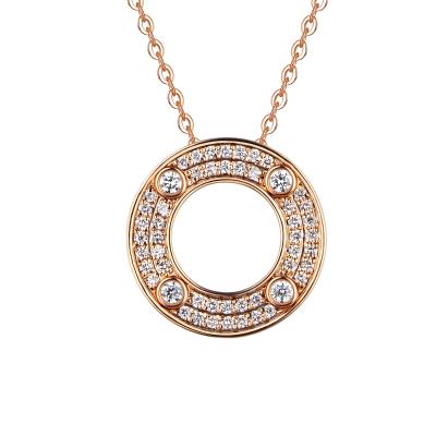 六福珠寶18K金頸鏈 - “幸福圓環”18K玫瑰金鑽石頸鏈