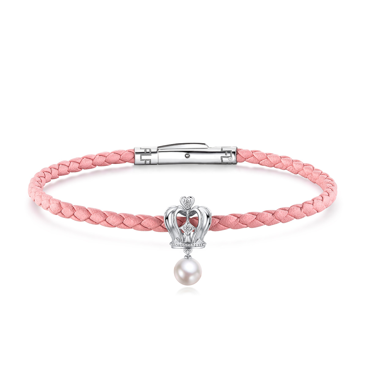 六福珠寶18K金串飾 - "｢珍｣愛之冠"皇冠形18K金珍珠鑽石串飾-多色選擇