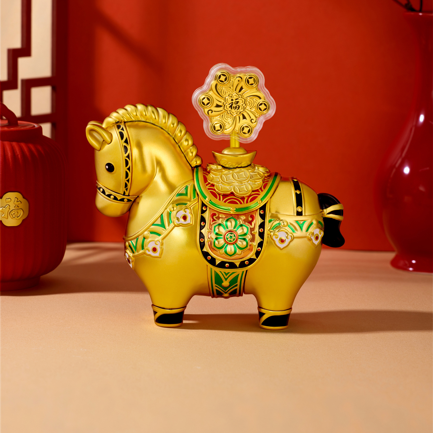六福珠寶黃金工藝品 - “運轉墩墩馬”999.9黃金工藝品