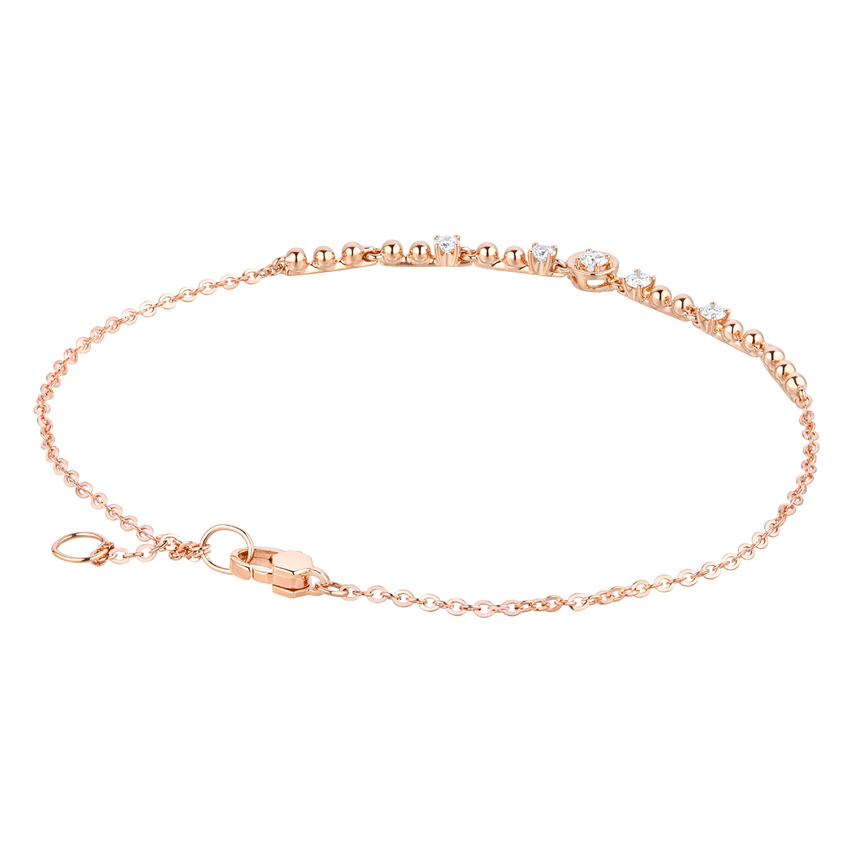 六福珠寶18K金手鏈 - “微光絮語”18K玫瑰金鑽石手鏈