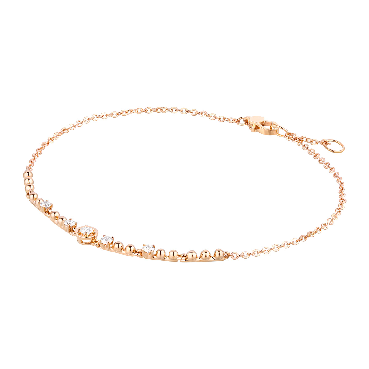 六福珠寶18K金手鏈 - “微光絮語”18K玫瑰金鑽石手鏈