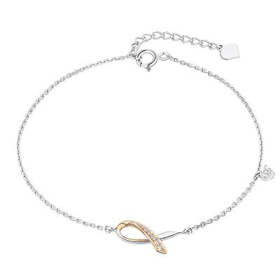 六福珠寶18K金手鏈 - "柔美絲帶"18K金(分色)鑽石手鏈