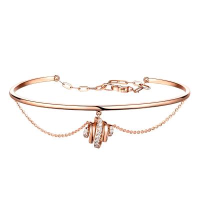 六福珠寶18K金手鐲 - "旋鑽"18K玫瑰金鑽石手鐲