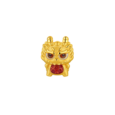 六福珠寶黃金串飾 - "奇趣萌牙-龍"十二生肖999足金串飾連手繩