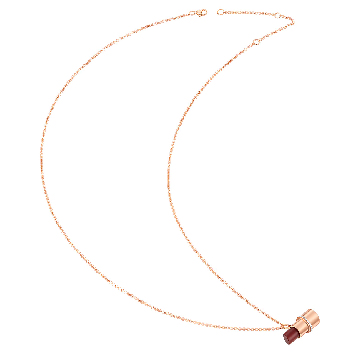 六福珠寶18K金頸鏈 - "小香唇"18K金(分色)紅玉髓頸鏈