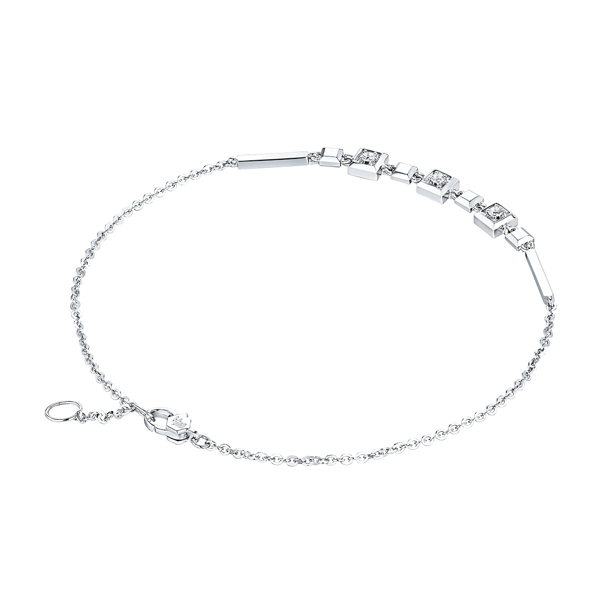 六福珠寶18K金手鏈 - “方塘星影”18K金(白色)鑽石手鏈