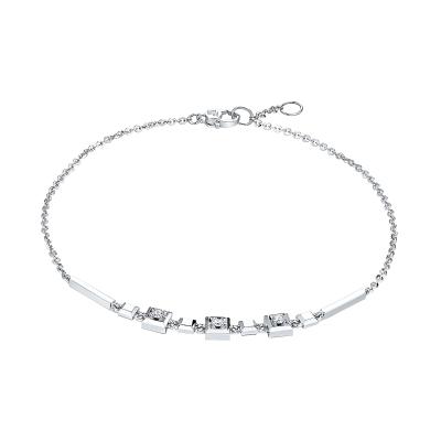 六福珠寶18K金手鏈 - “方塘星影”18K金(白色)鑽石手鏈