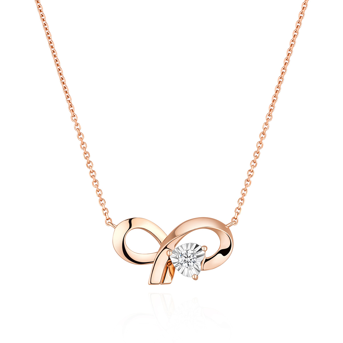 六福珠寶18K金頸鏈 - "花樣百變"18K金(分色)鑽石頸鏈 – 一款多戴