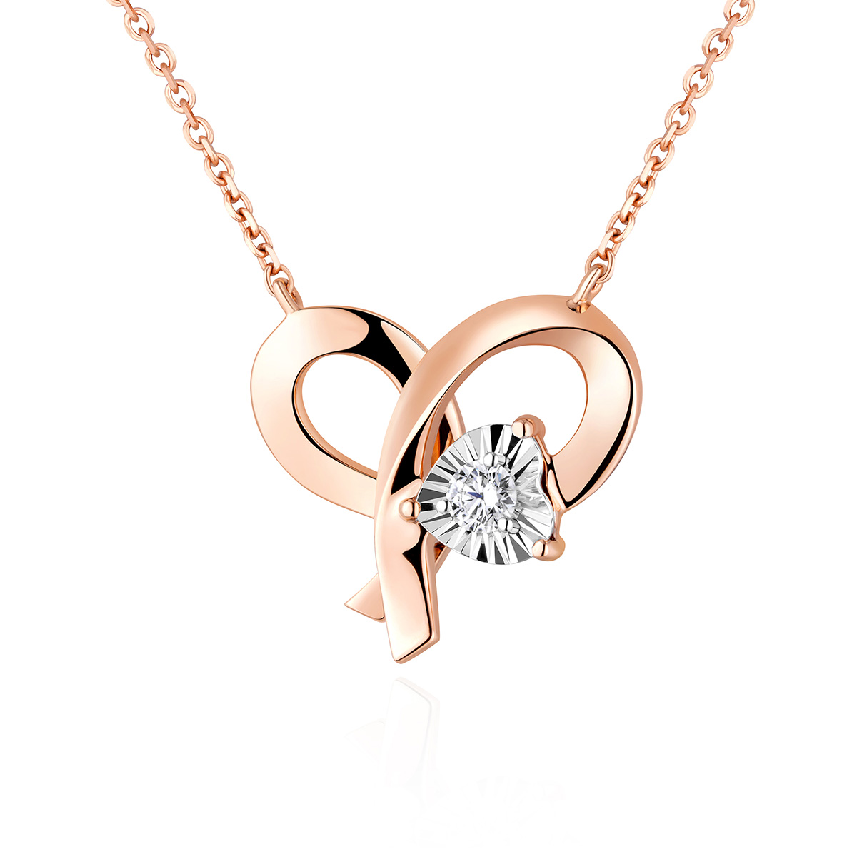 六福珠寶18K金頸鏈 - "花樣百變"18K金(分色)鑽石頸鏈 – 一款多戴