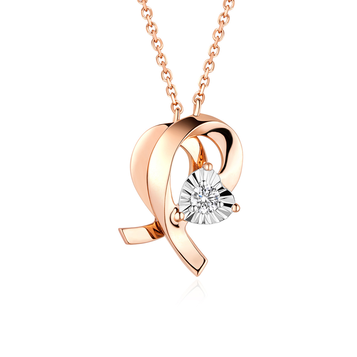 六福珠寶18K金頸鏈 - "花樣百變"18K金(分色)鑽石頸鏈 – 一款多戴