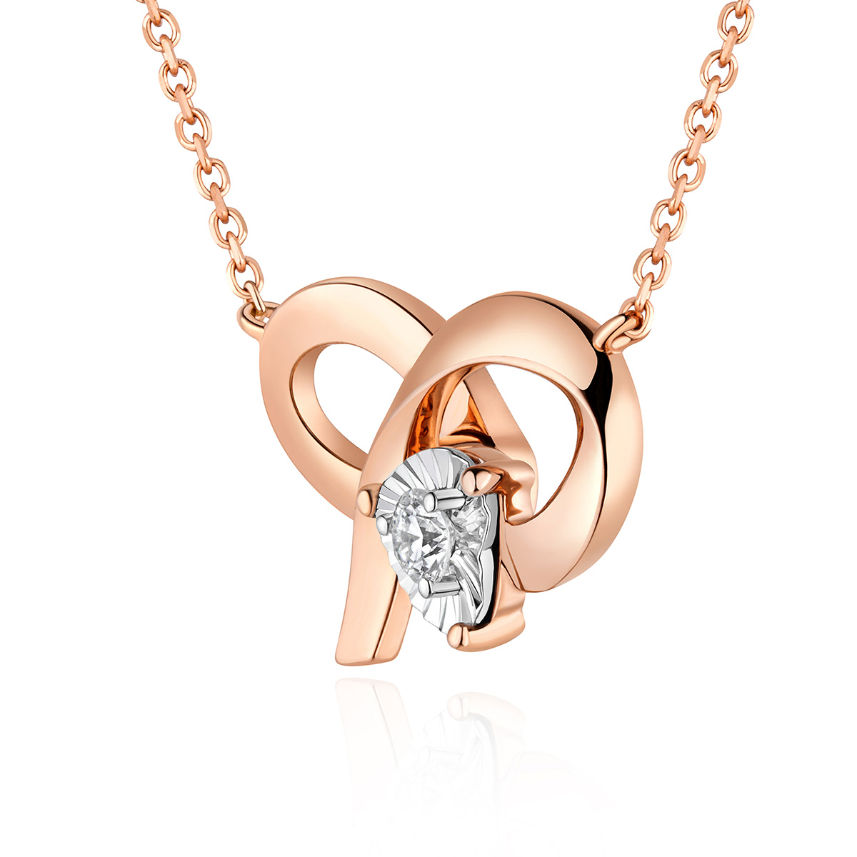 六福珠寶18K金頸鏈 - "花樣百變"18K金(分色)鑽石頸鏈 – 一款多戴