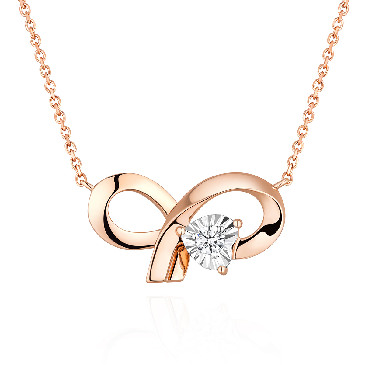 六福珠寶18K金頸鏈 - "花樣百變"18K金(分色)鑽石頸鏈 – 一款多戴