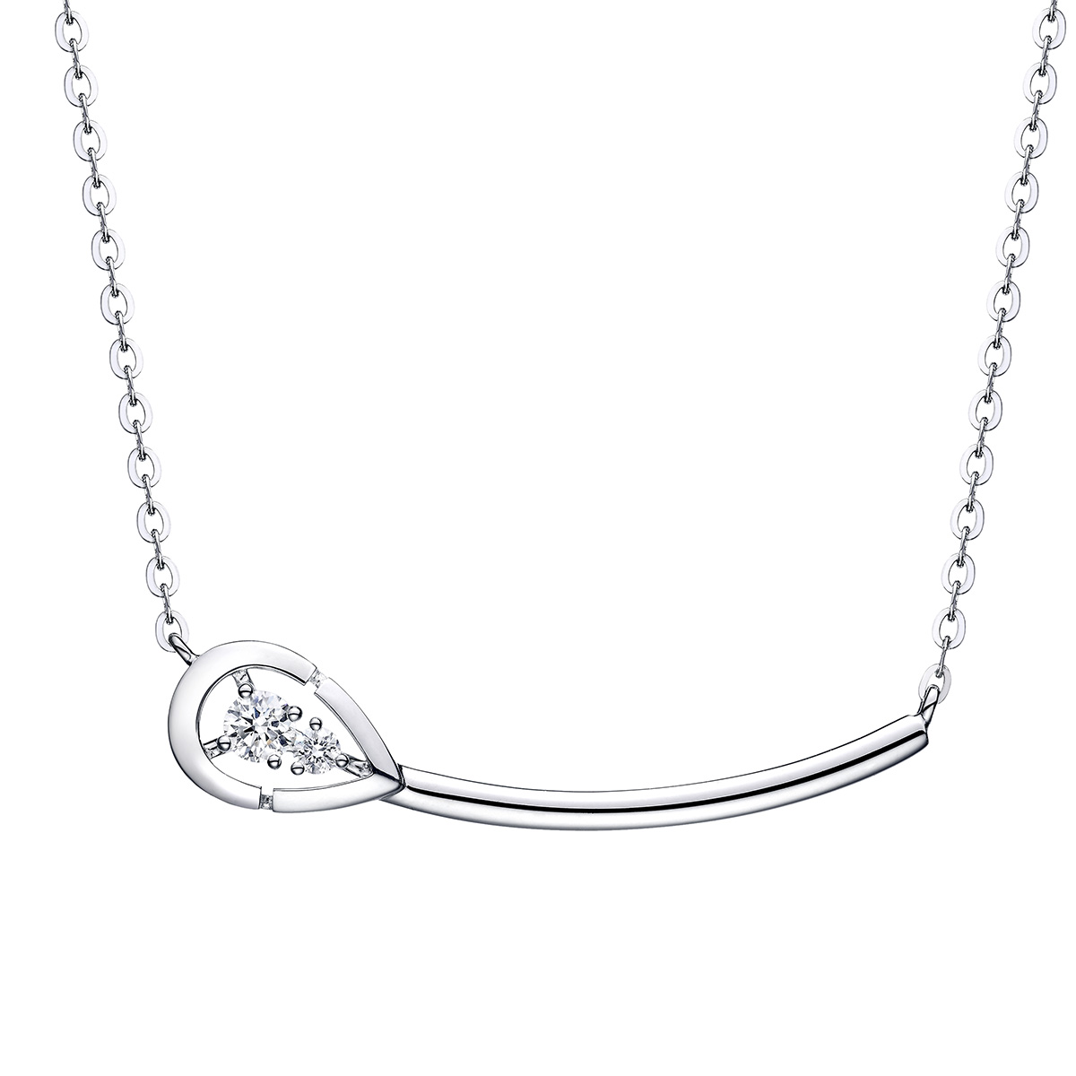 六福珠寶18K金頸鏈 - "心動水滴"18K金鑽石頸鏈-多色選擇