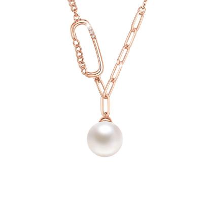 六福珠寶18K金頸鏈 - "鏈愛循環"18K玫瑰金鑽石頸鏈