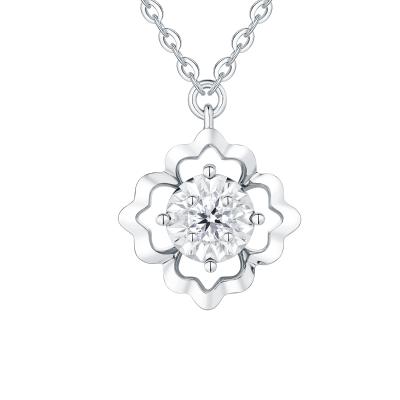 六福珠寶18K金頸鏈 - “綻放之花”18K金(白色)鑽石頸鏈