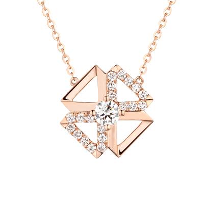 六福珠寶18K金頸鏈 - "疊閃"18K玫瑰金鑽石頸鏈