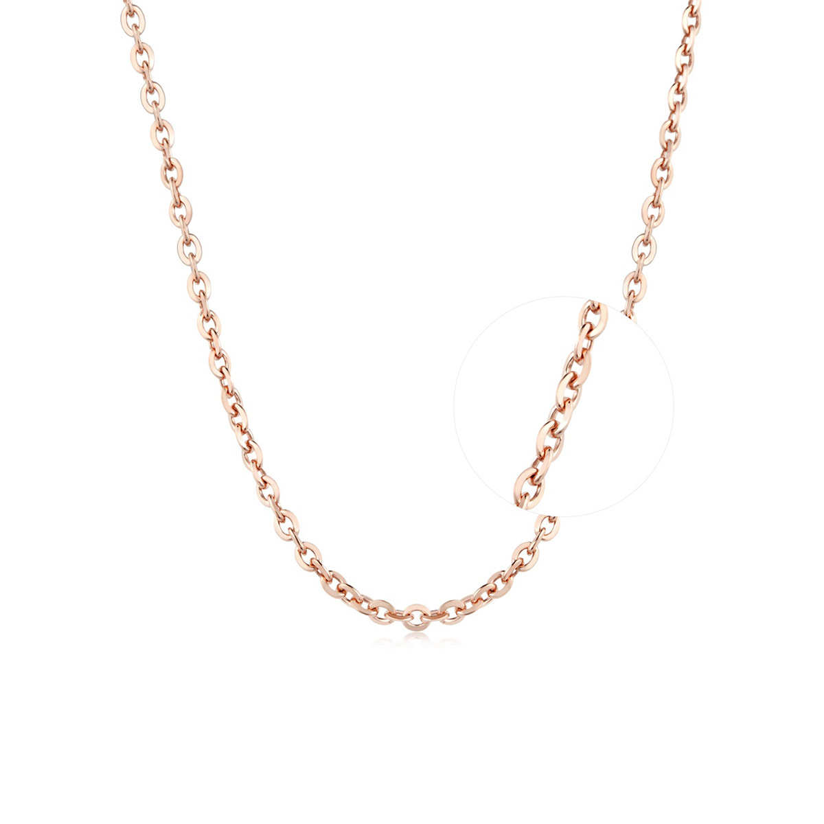 六福珠寶18K金頸鏈 - 意大利18K玫瑰金簡約頸鏈
