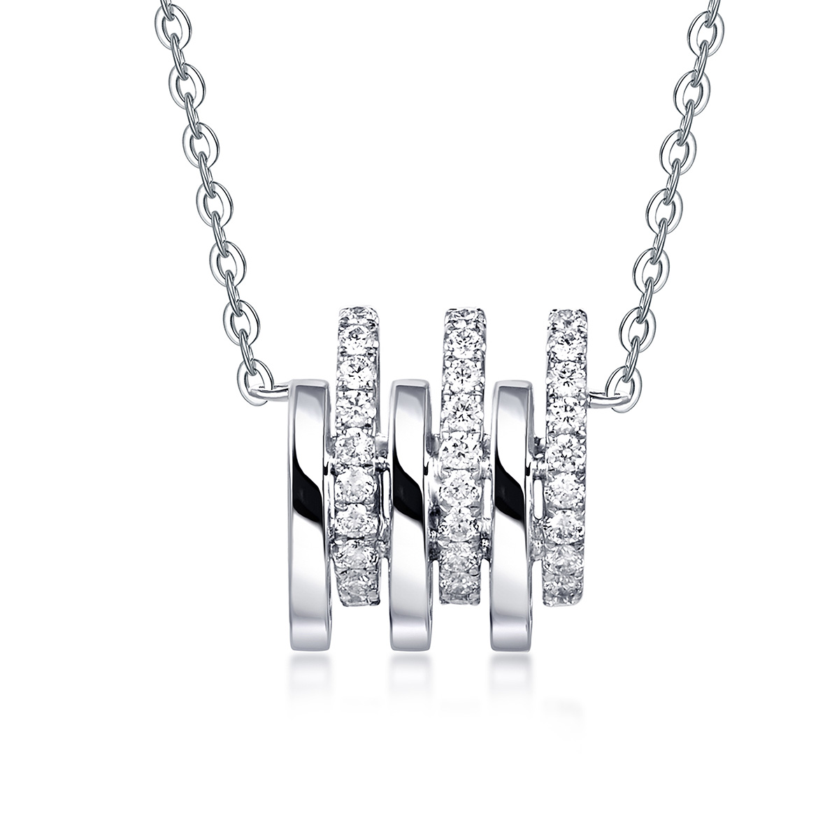 六福珠寶18K金頸鏈 - “小清新”18K金(白色)鑽石頸鏈