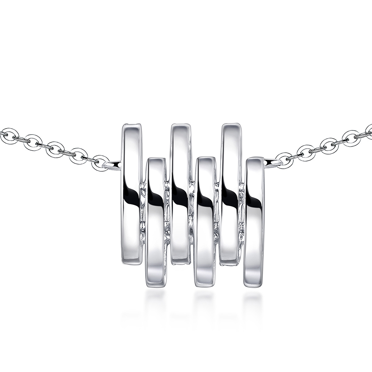 六福珠寶18K金頸鏈 - “小清新”18K金(白色)鑽石頸鏈