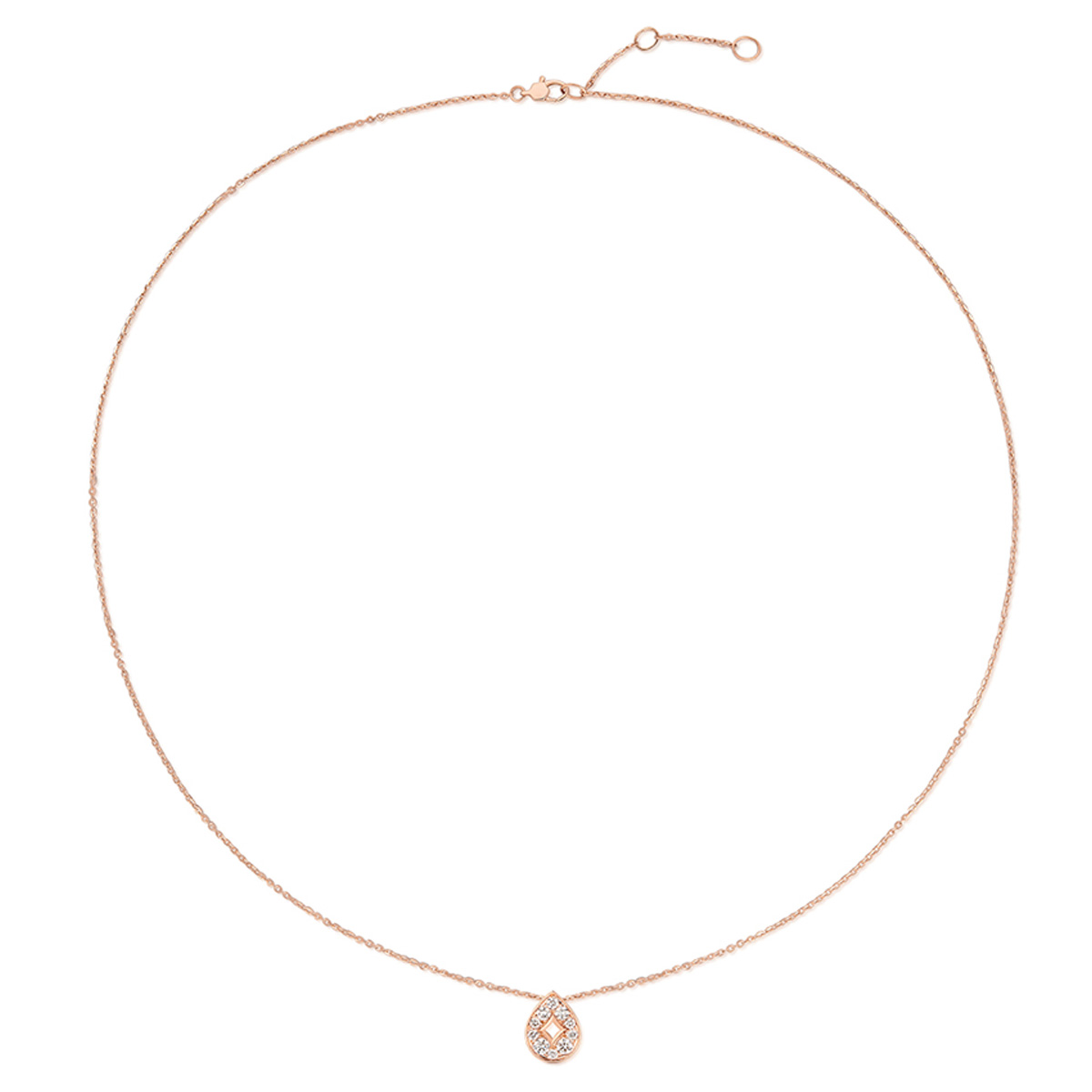 六福珠寶18K金頸鏈 - "水滴星鑽"18K玫瑰金鑽石頸鏈