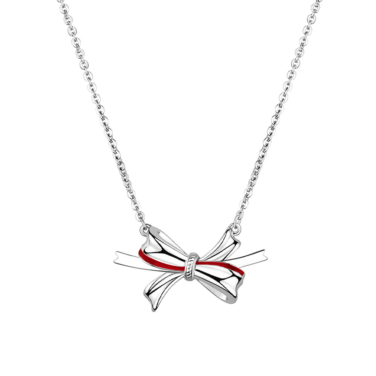 六福珠寶鉑金頸鏈 - "結•愛"950鉑金琺瑯頸鏈