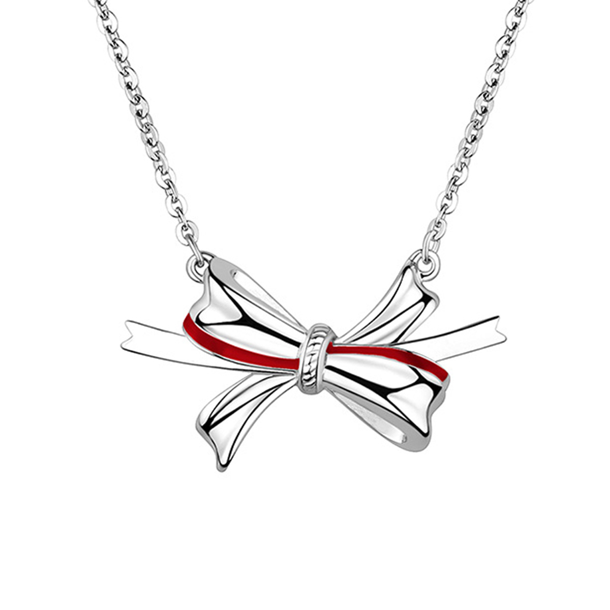 六福珠寶鉑金頸鏈 - "結•愛"950鉑金琺瑯頸鏈