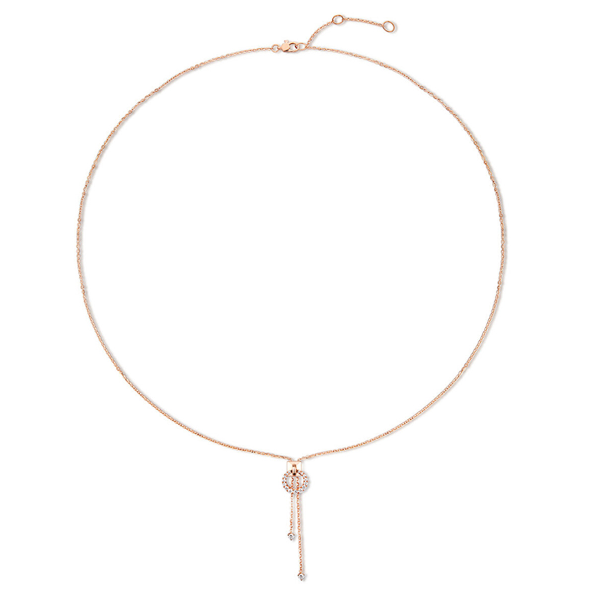 六福珠寶18K金頸鏈 - 鏈扣造型18K玫瑰金鑽石頸鏈