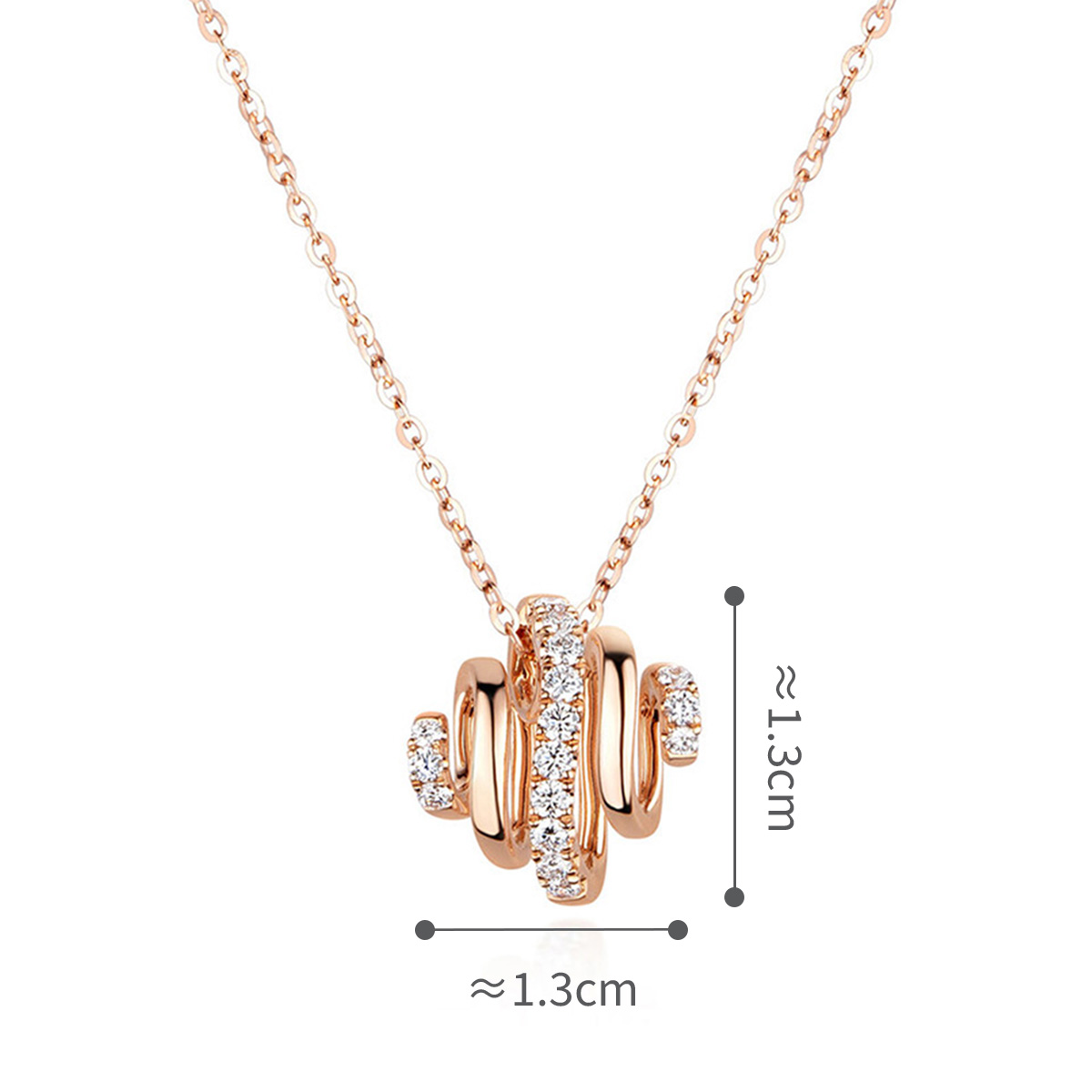 六福珠寶18K金頸鏈 - "旋鑽"18K玫瑰金鑽石頸鏈