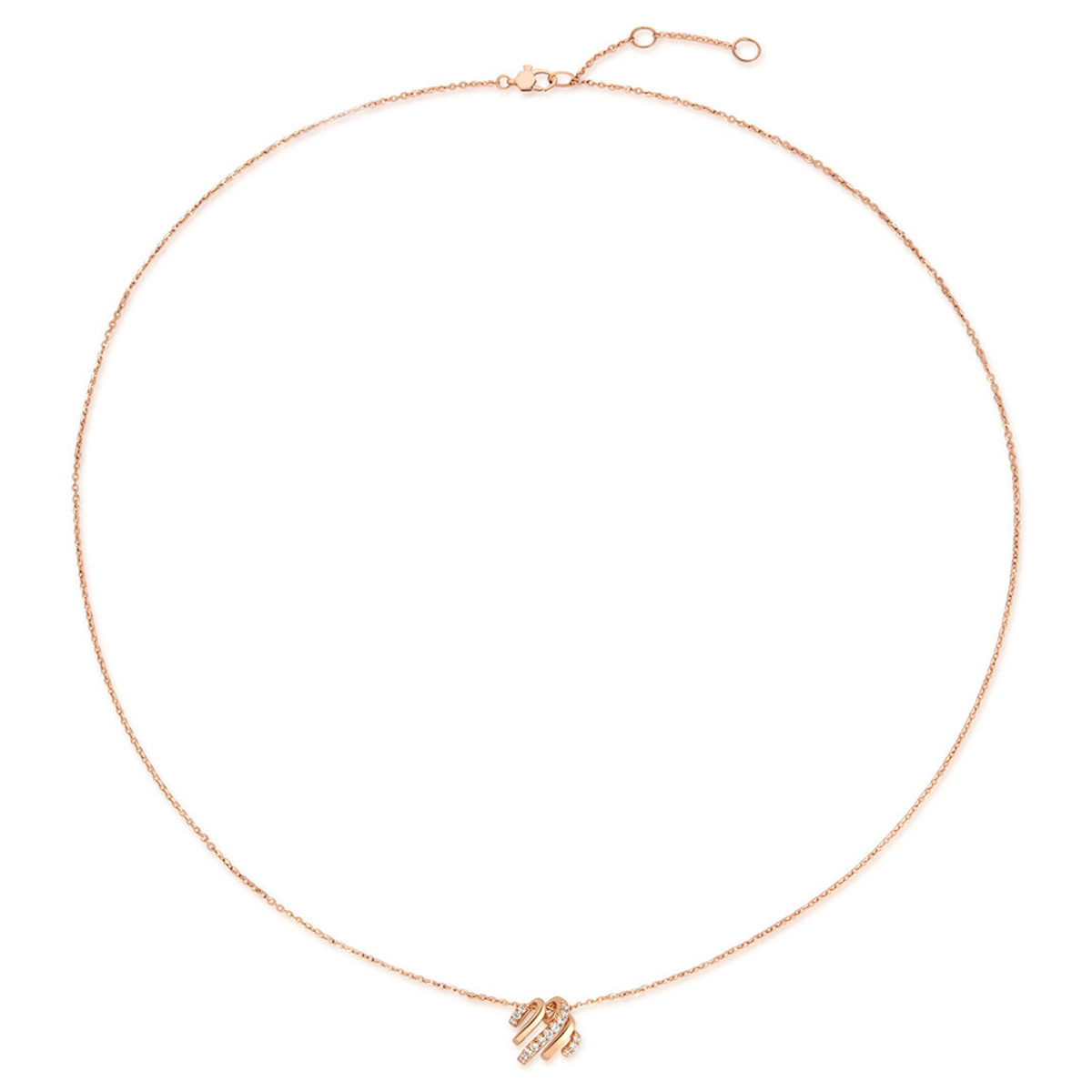 六福珠寶18K金頸鏈 - "旋鑽"18K玫瑰金鑽石頸鏈