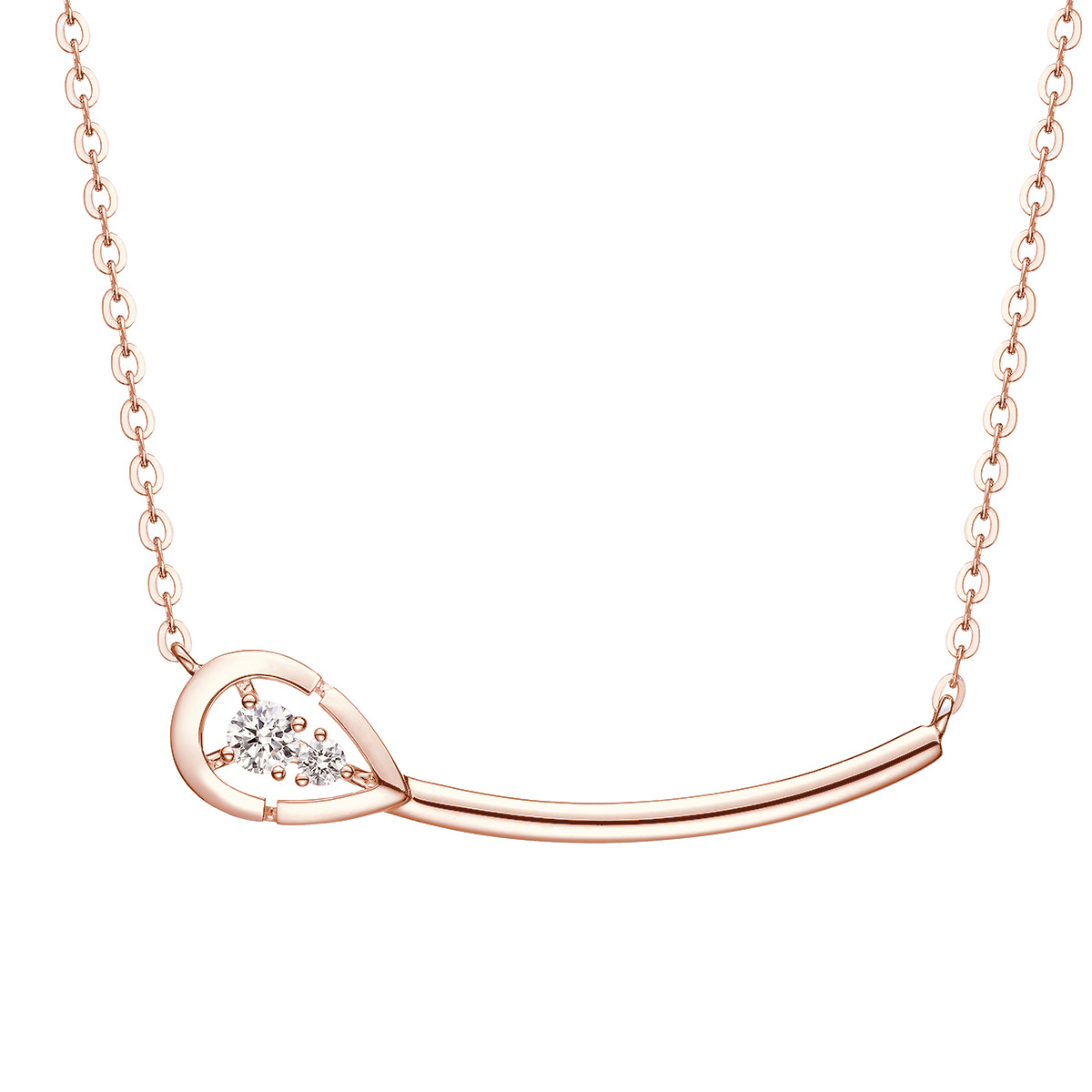 $t('六福珠寶')18K金頸鏈 - "心動水滴"18K金鑽石頸鏈-多色選擇