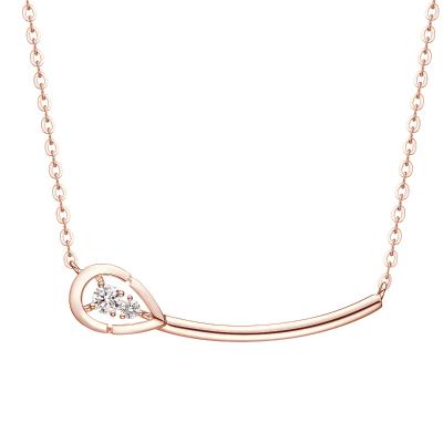 六福珠寶18K金頸鏈 - "心動水滴"18K金鑽石頸鏈-多色選擇