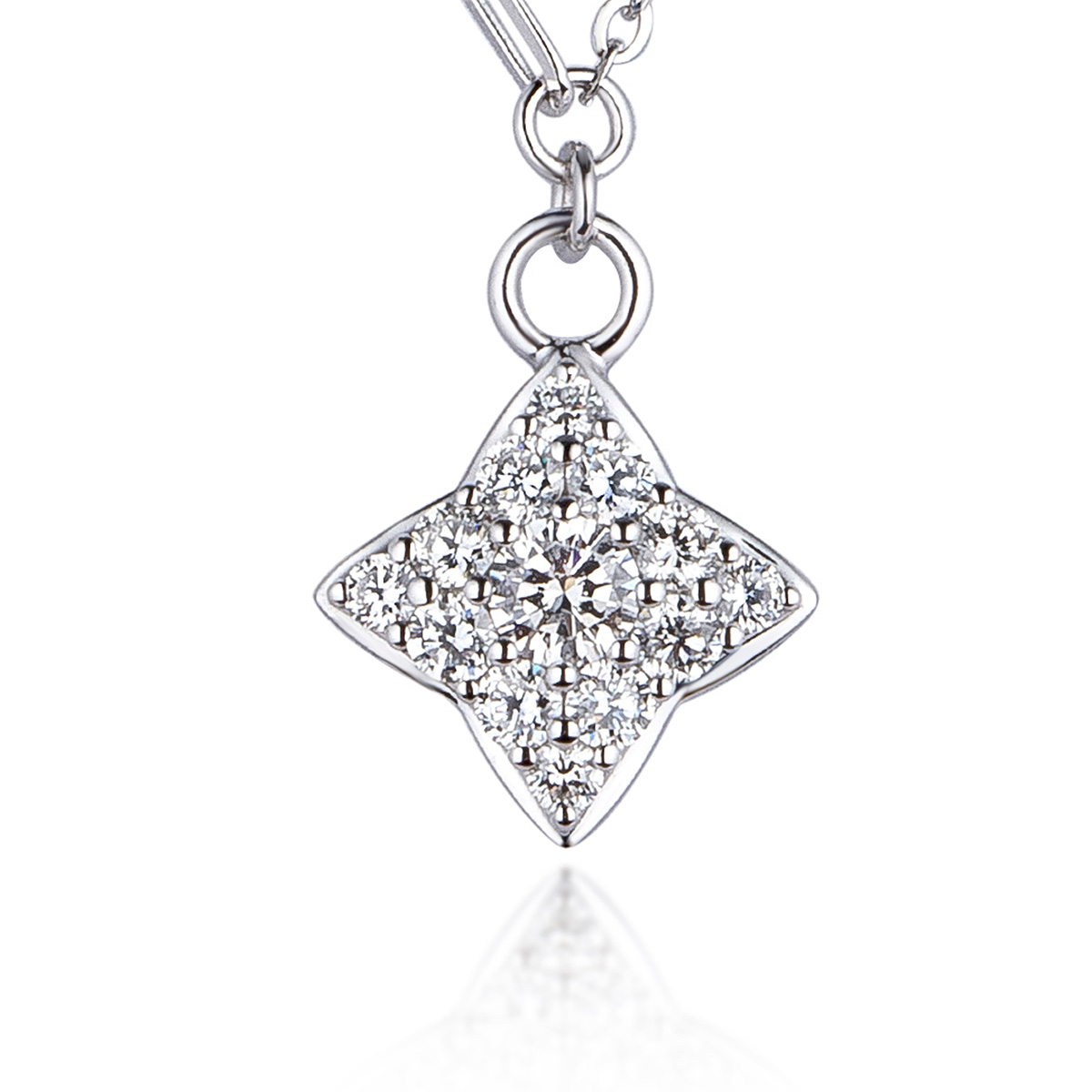 $t('六福珠寶')18K金頸鏈 - "閃亮星鑽"18K金(白色)十字星鑽石頸鏈