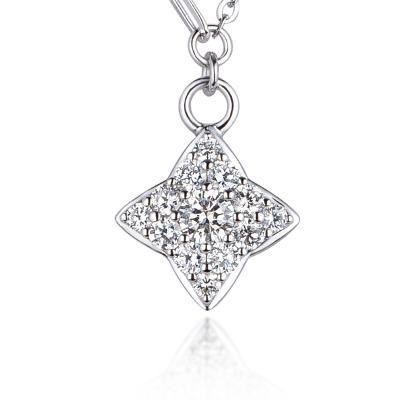 六福珠寶18K金頸鏈 - "閃亮星鑽"18K金(白色)十字星鑽石頸鏈