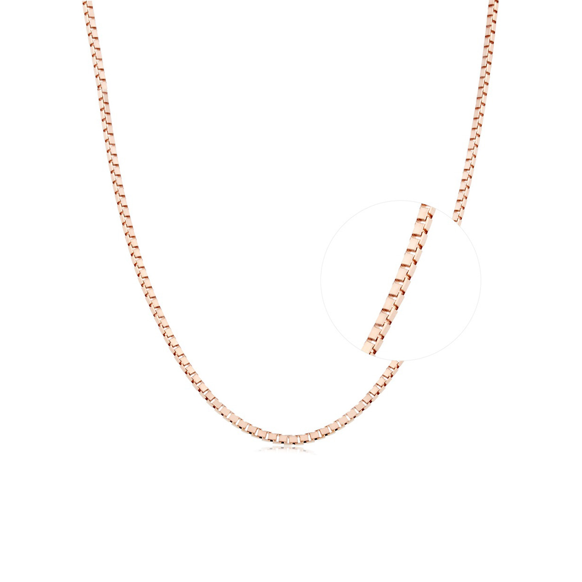 六福珠寶18K金頸鏈 - 意大利18K玫瑰金簡約頸鏈