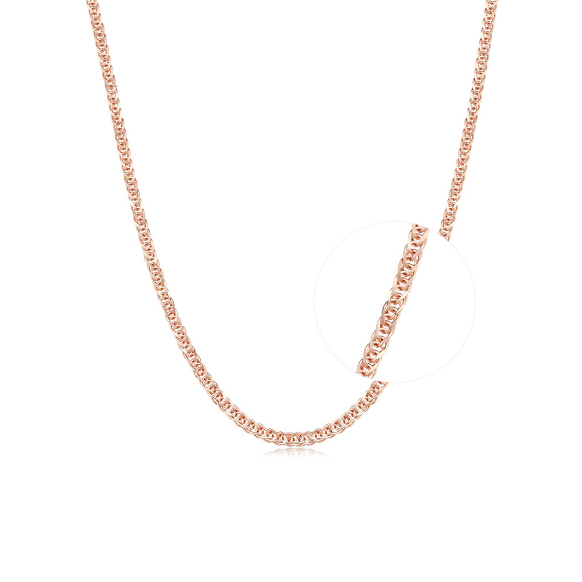 六福珠寶18K金頸鏈 - 意大利18K玫瑰金簡約頸鏈